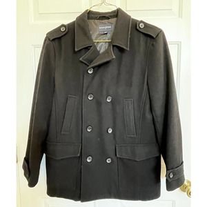 Banana Republic Men's Wool Blend Peacoat Black Size L Good Condition